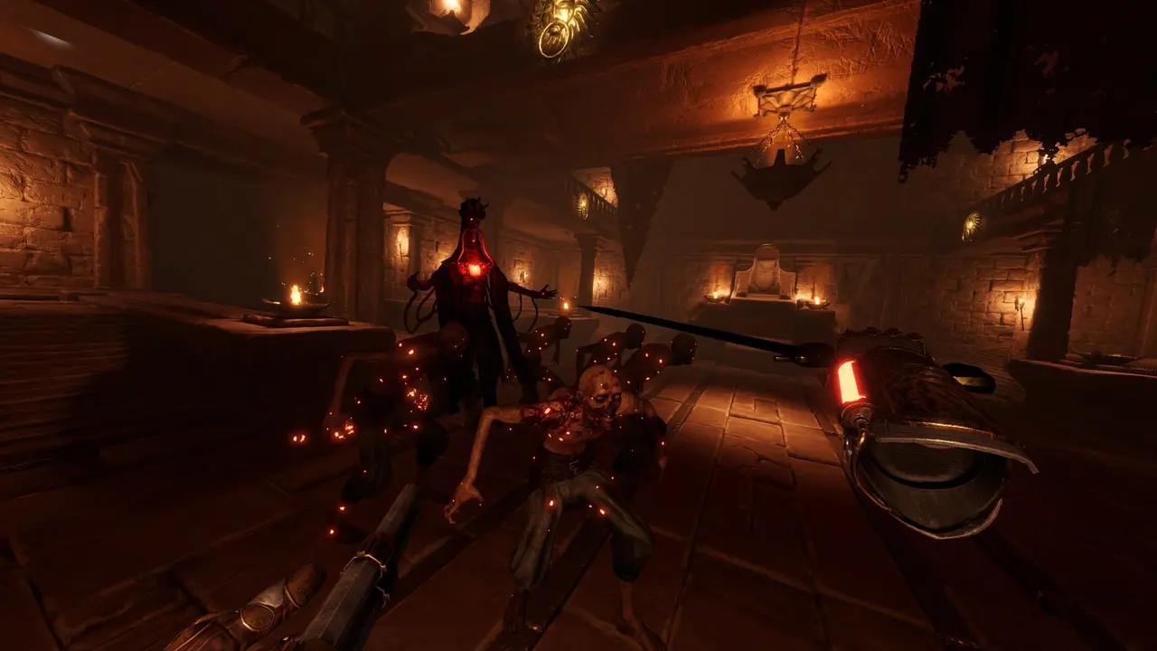 EVERSLAUGHT: undead fighters close in under hanging lanterns