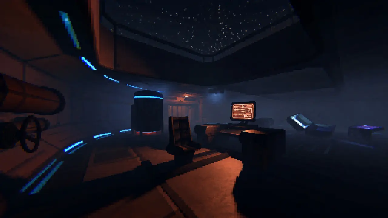 SAIGAI: a room of machinery under a ceiling of stars
