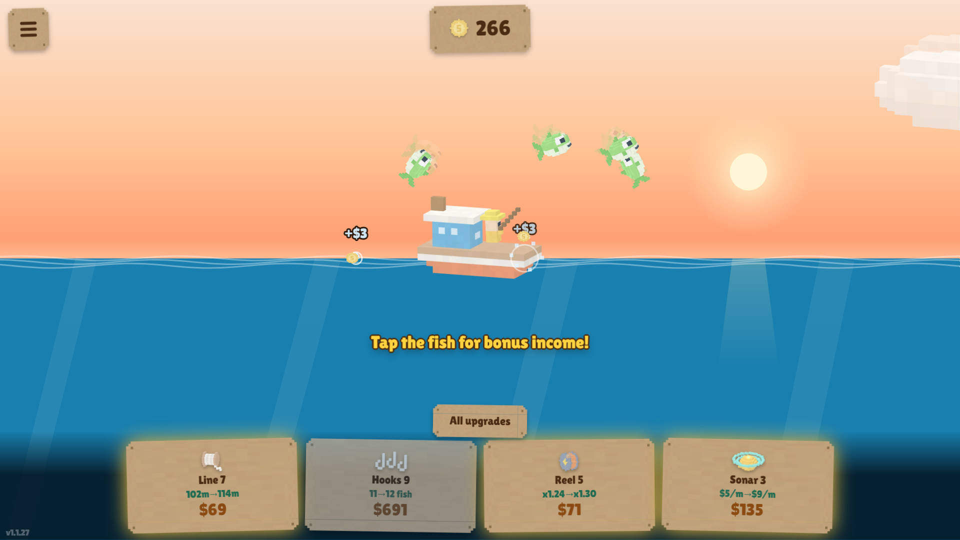 Fish flying over the boat